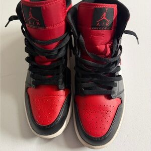 Jordan Men’s Athletic High-Top Sneakers in Red and Black